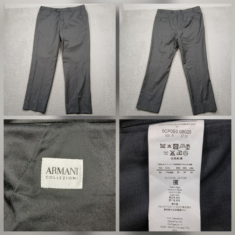 Armani Collezioni Dress Pants Mens 38R Gray Wool Tailored Italy